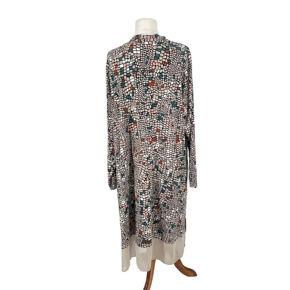 LOGO Lori Goldstein Womens Multicolor Mosaic Leticia Duster Size 1X Artsy Beachy